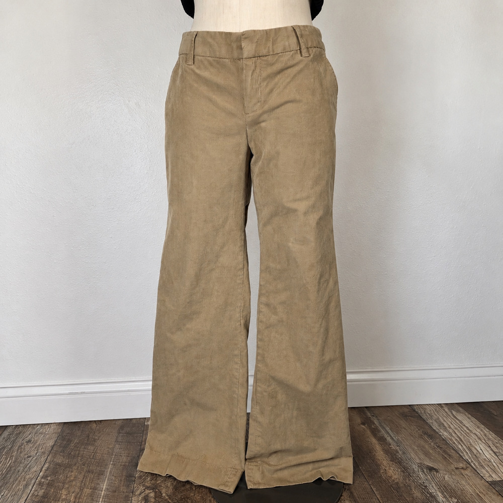 Vintage Y2K Gap Tan Corduroy Flare Pants Size 6R Mid Rise Fall Light Academia